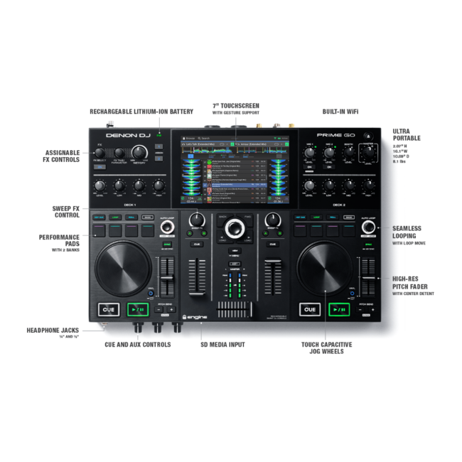 Denon DJ PRIME GO Standalone DJ-controller