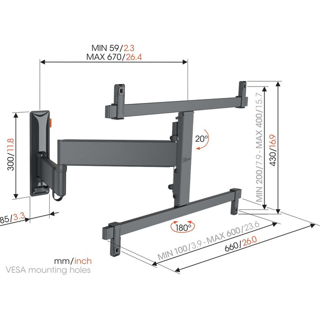 Vogel's COMFORT TVM 3665 Draai-en kantelbare tv-beugel  OLED