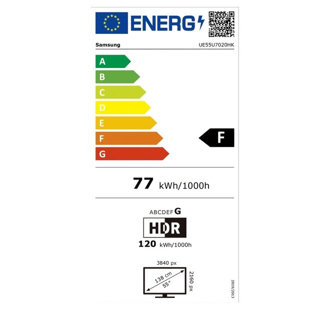 Samsung 55 Inch Crystal UHD 4K AI Smart TV - UE55U7020HUXXN