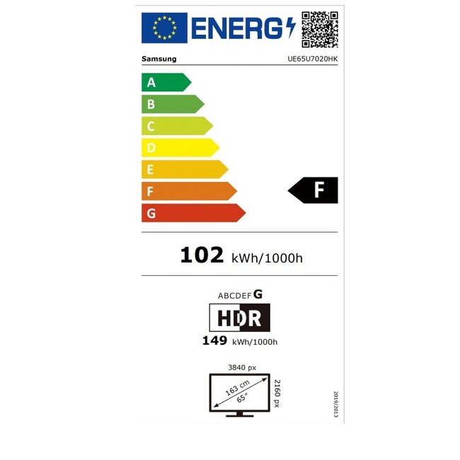Samsung 65 Inch Crystal UHD 4K AI Smart TV- UE65U7020HUXXN