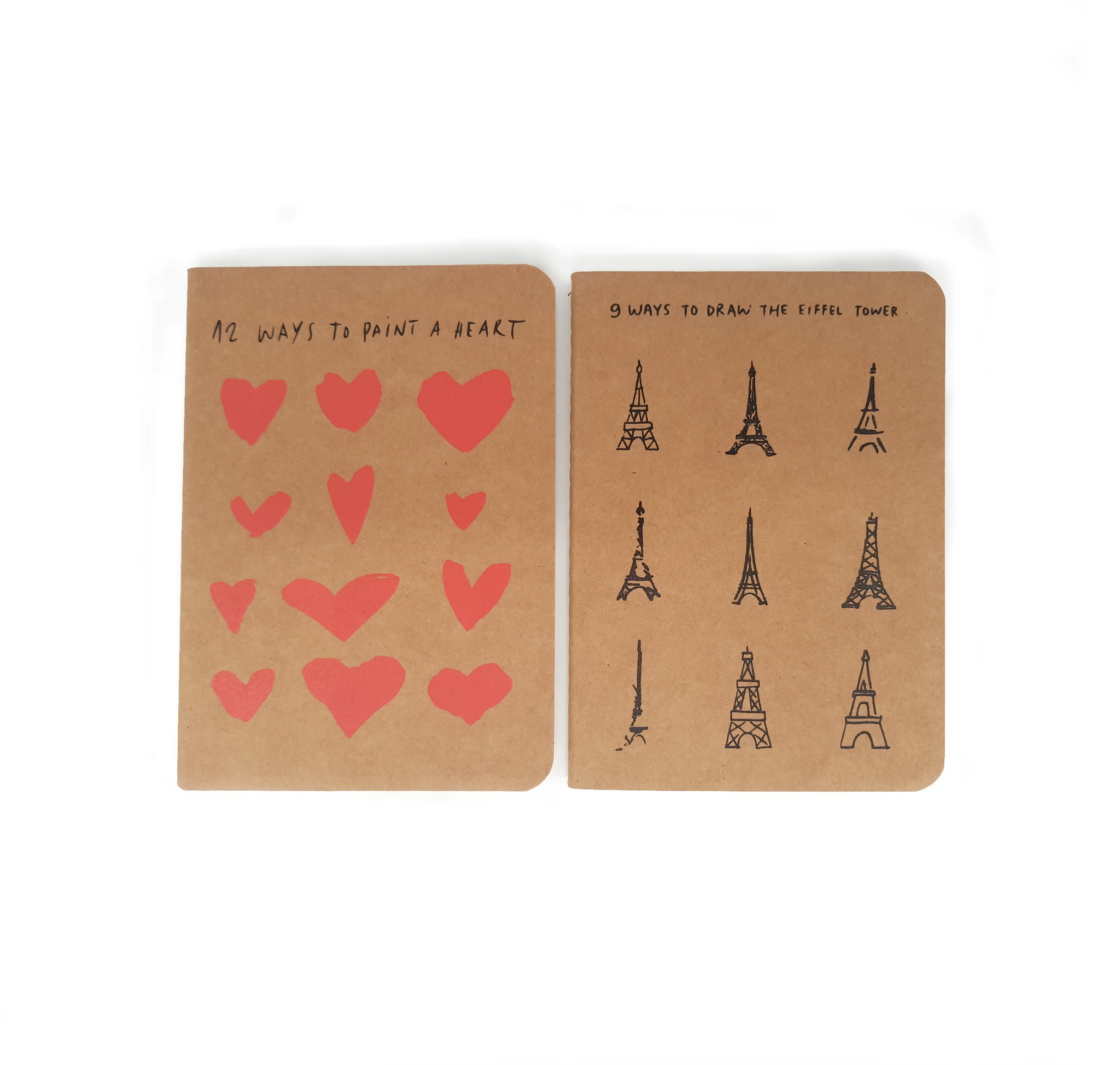 Notebook set of 2 "Eiffel Tower" & "Hearts" A6