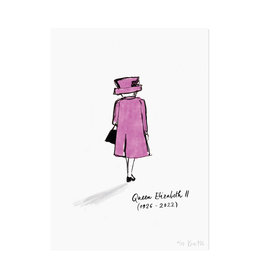 Limited, hand-signed art print Queen Elizabeth in Memoriam Art Print (pink)