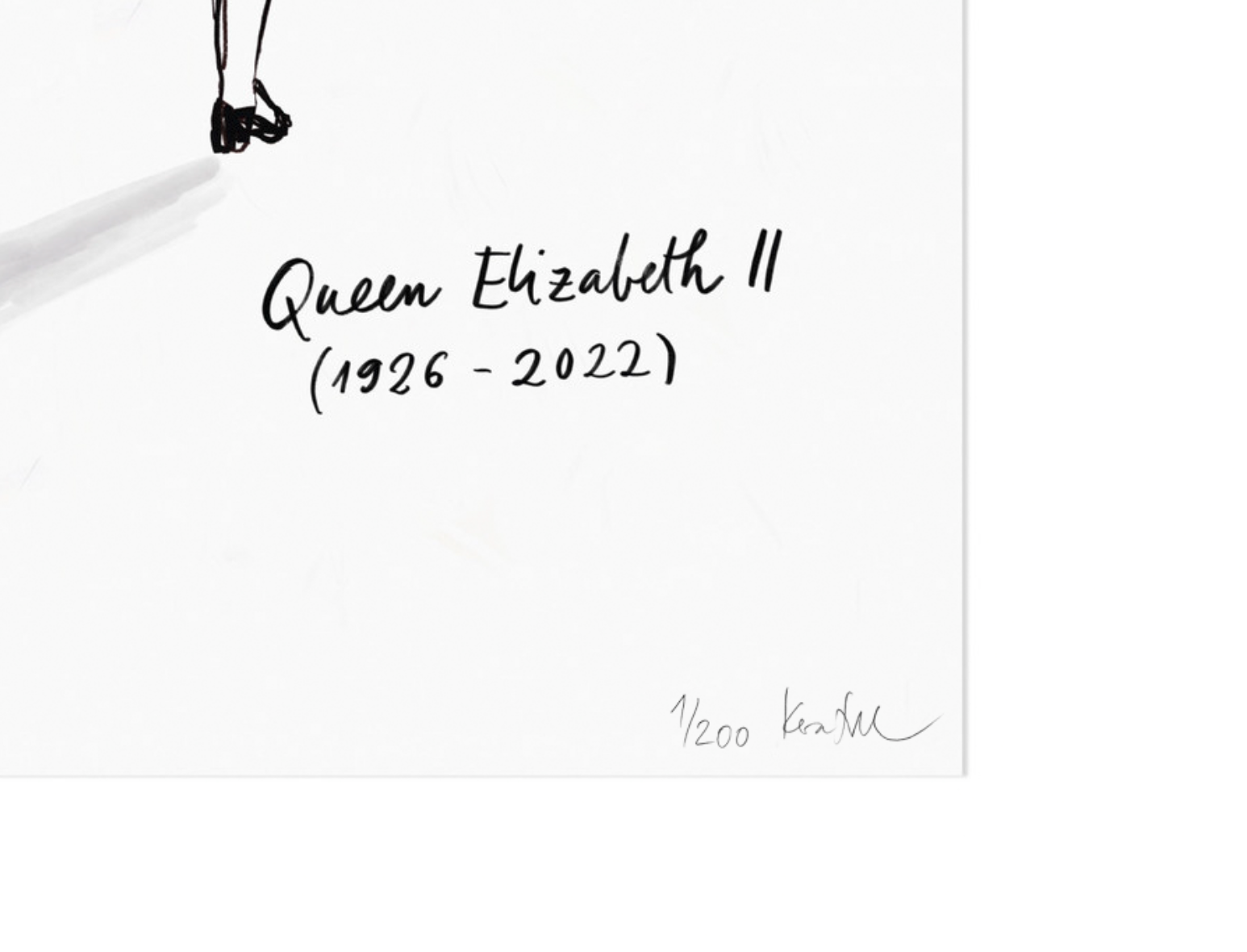 Limitierter, handsignierter Kunst Druck Queen Elizabeth in Memoriam Art Print (türkis)