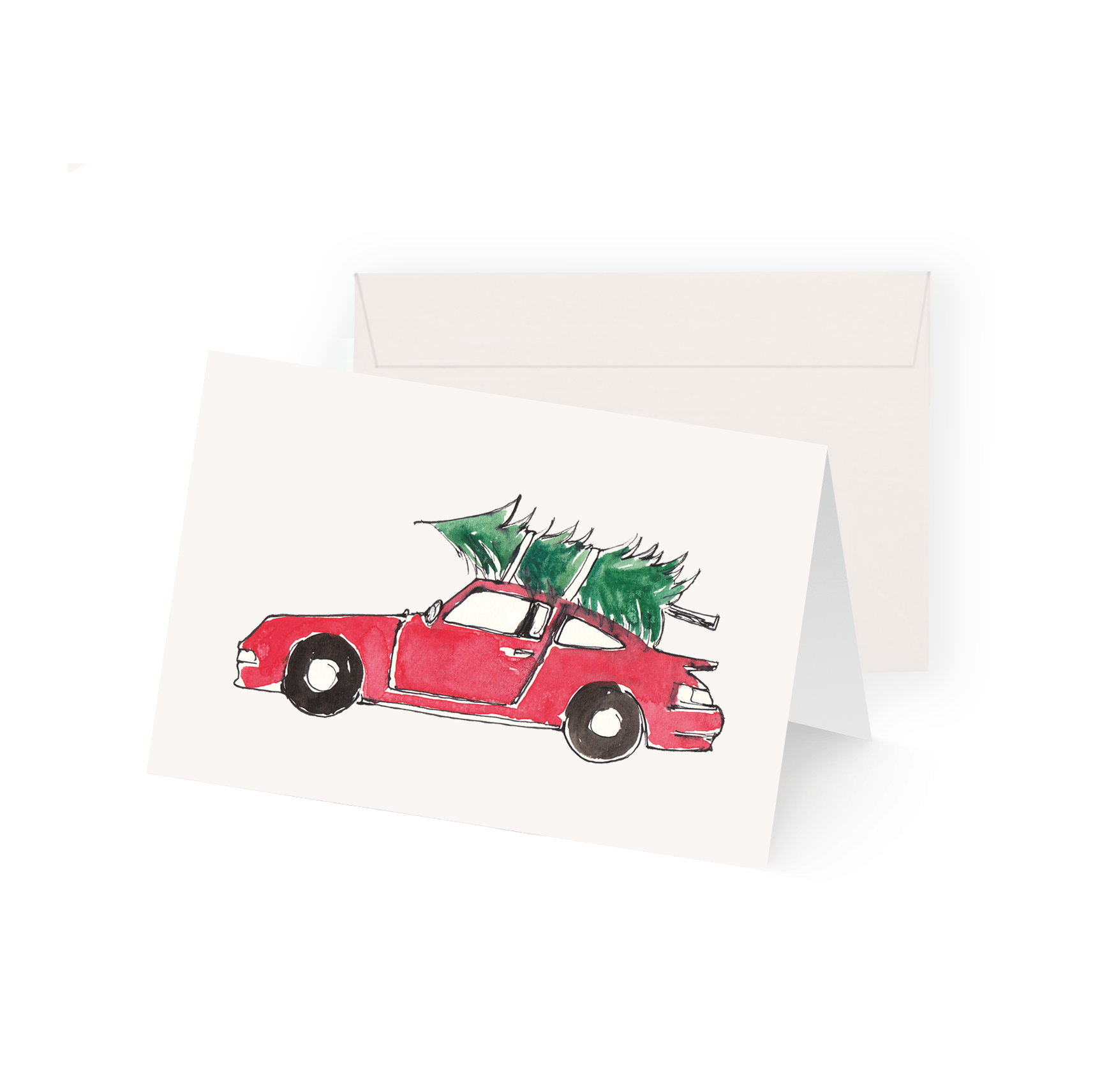 Christmas card red sports car