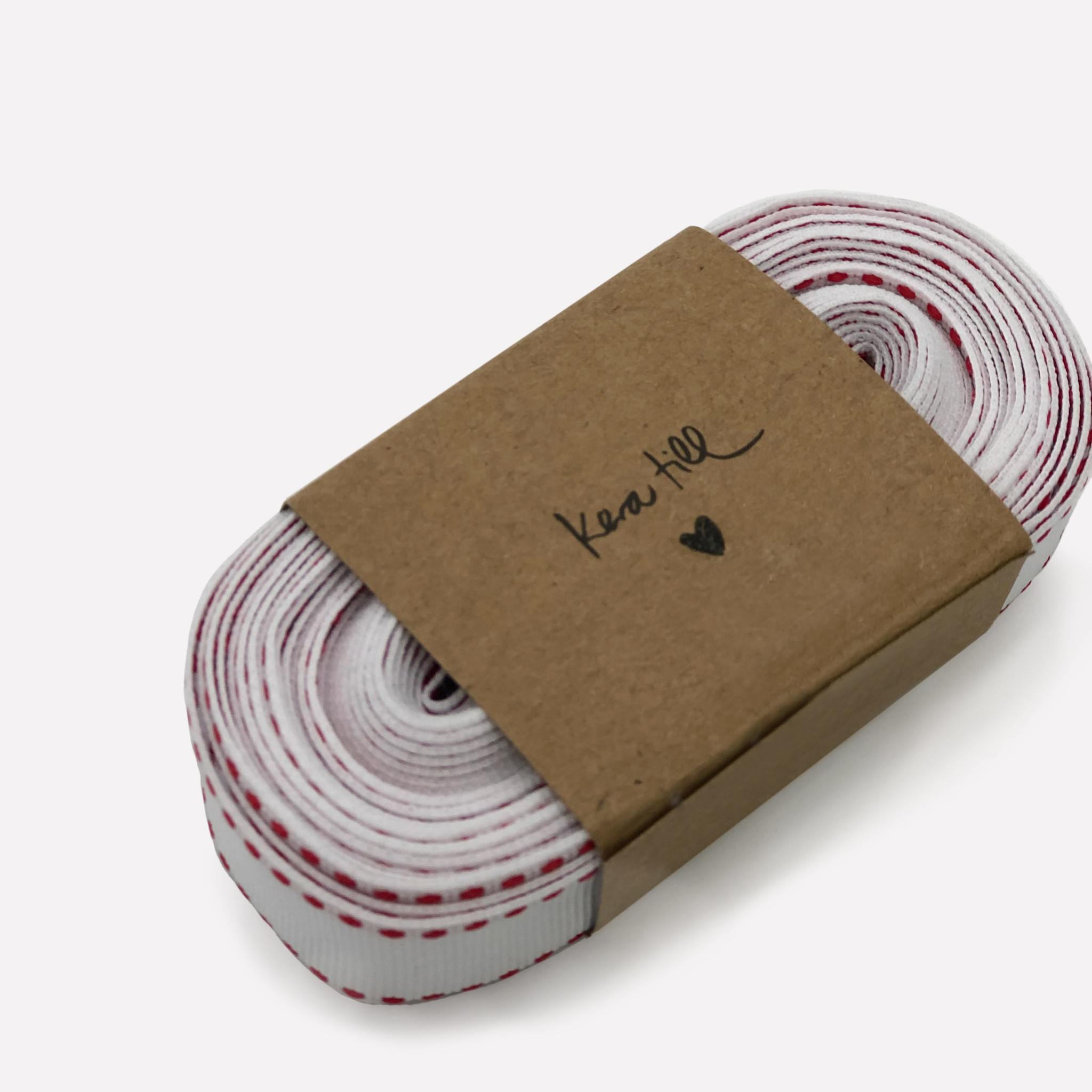 Gift ribbon - white with stitching