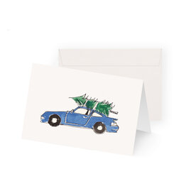 Weihnachtskarte Blauer Sportwagen