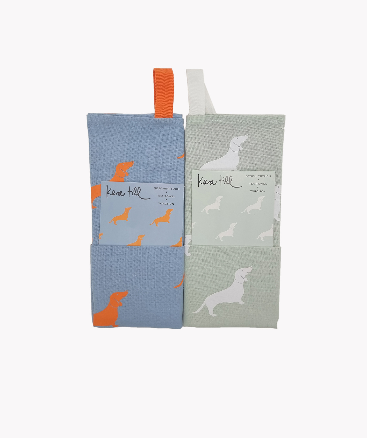 Tea Towel Set Dachshund (White / Orange)