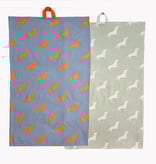 Tea Towel Set Dachshund (White / Orange)