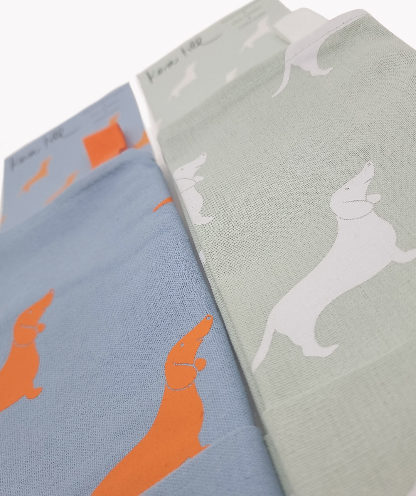 Tea Towel Set Dachshund (White / Orange)