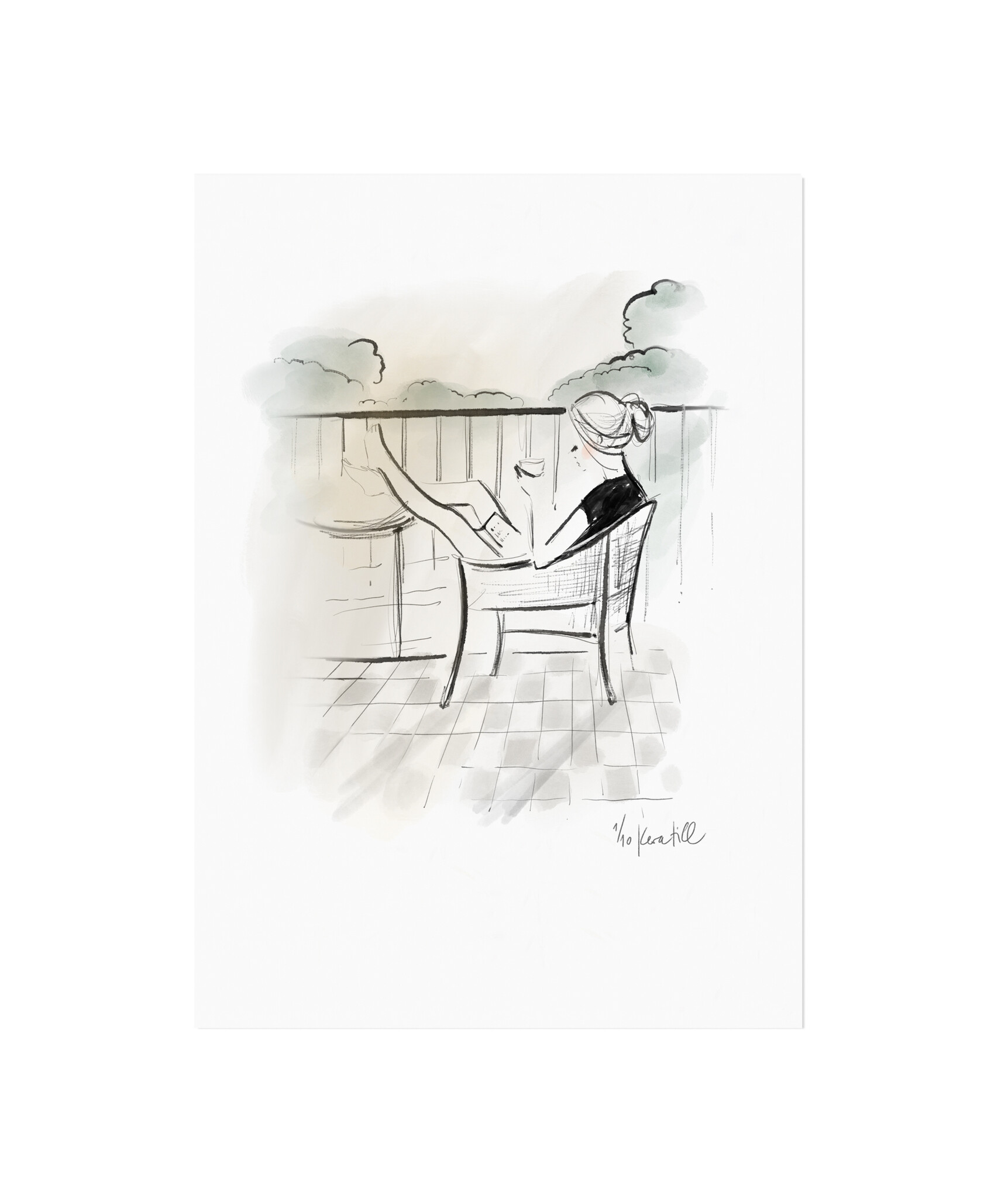 Limited, hand-signed print - Balcony (E.A.)