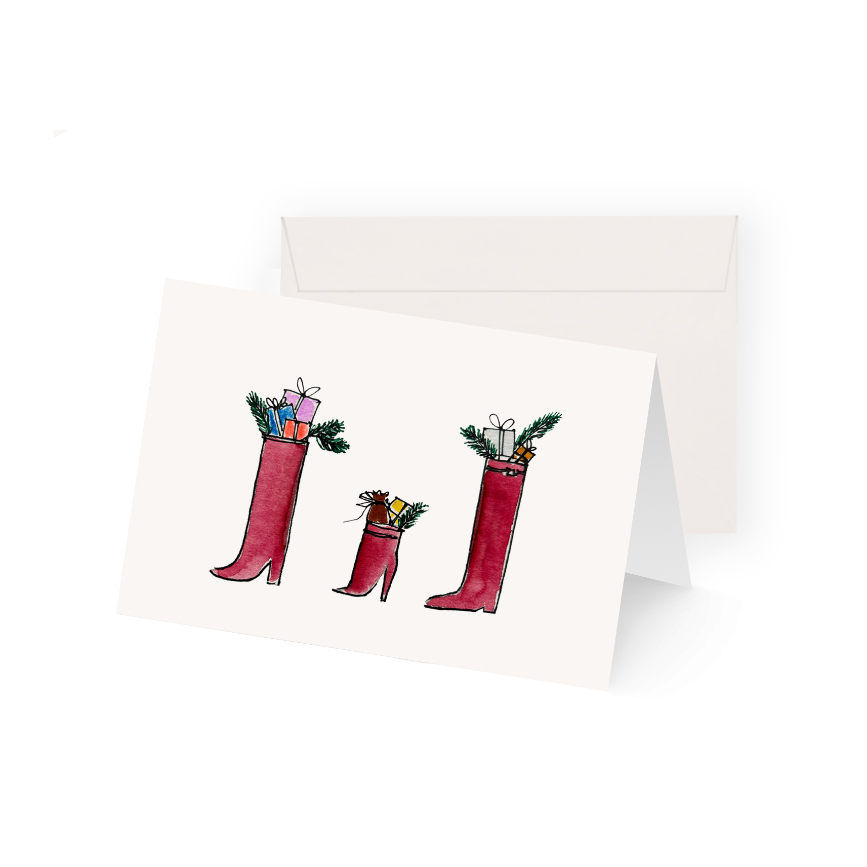 Weihnachtskarte Rote Stiefel