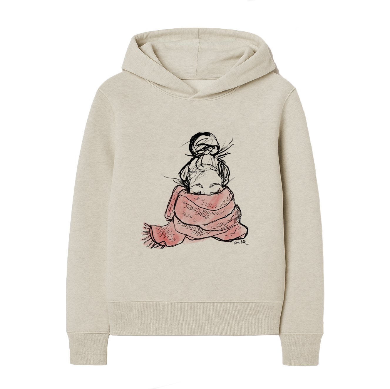 SCARF hoodie, heather grey, crew neck, long sleeves, relaxed fit, front print