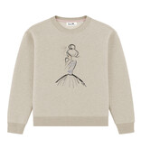 Sweater COFFEE, mottled grey, casual cut, front print