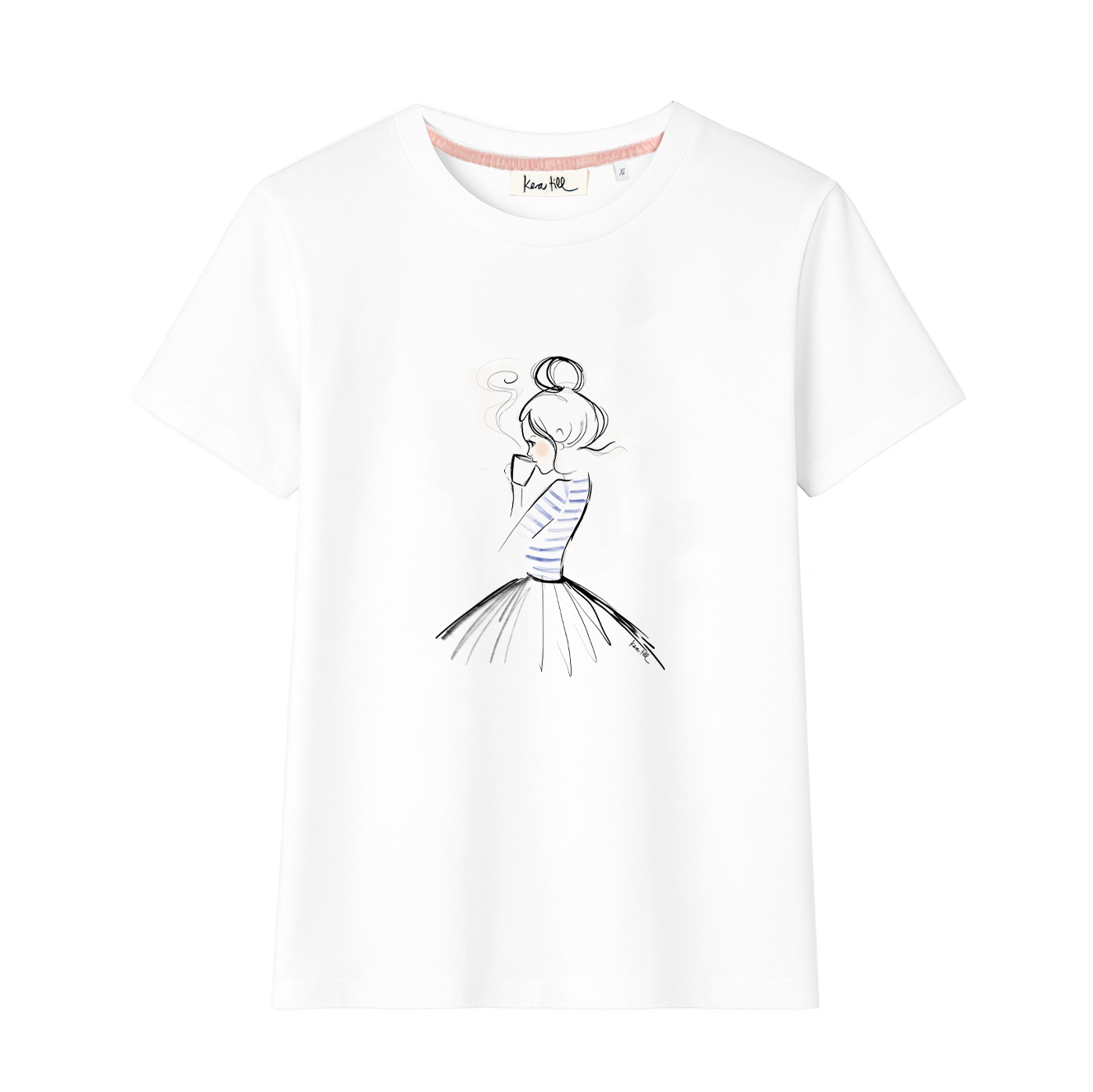 T-shirt COFFEE, round neck, short sleeve, oversized, relaxed fit, front print