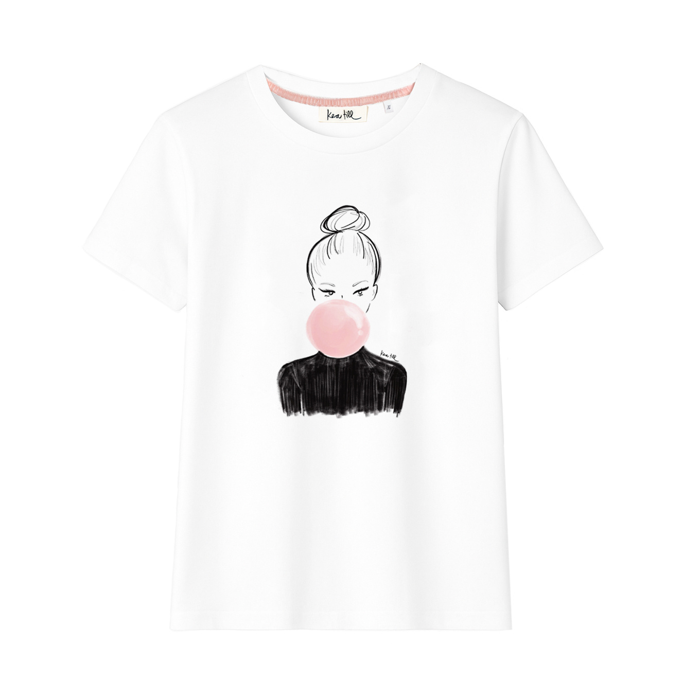 T-Shirt BULLE, rundhals, halbarm, oversized, lässiger Schnitt, Frontdruck