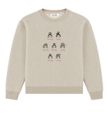 Sweater WEEK OF BUNS, grau meliert, rundhals, langarm, lässiger Schnitt, Frontdruck