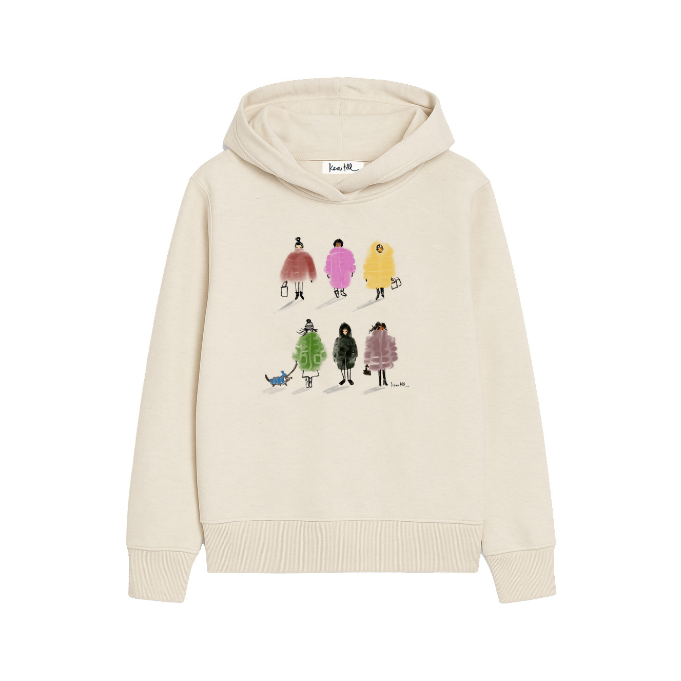 Hoodie PUFFY SEASON, ivory, casual cut, front print