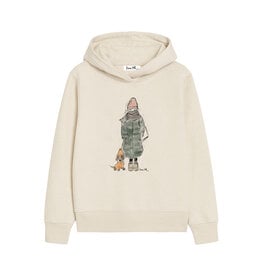 Hoodie WINTER WALK, ivory, casual cut, front print