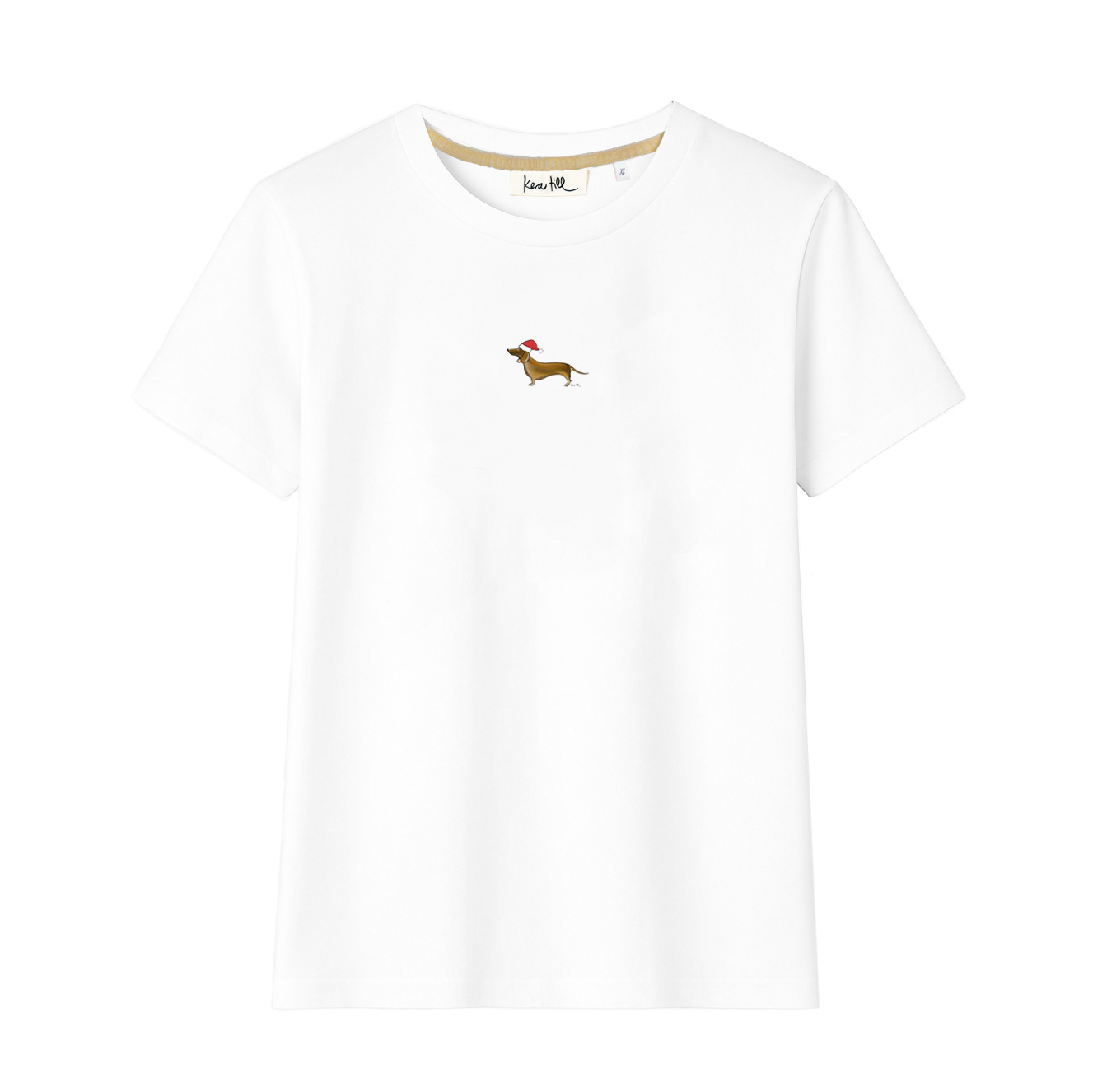 T-shirt "LITTLE CHRISTMAS DACHSHUND", crew neck, short sleeve, oversized, relaxed fit, front print