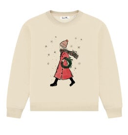 KRANZ sweater, ivory, round neck, long sleeves, relaxed fit, front print