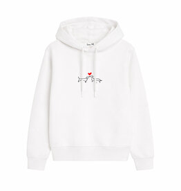 Hoodie DACHSHUND LOVE, white, relaxed fit, front print