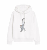 Hoodie COFFEE WALK, white, relaxed fit, front print