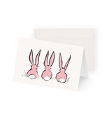 Easter card, trio of pink bunnies
