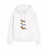 Hoodie DACKEL TRIO, weiß, lässiger Schnitt, Frontdruck