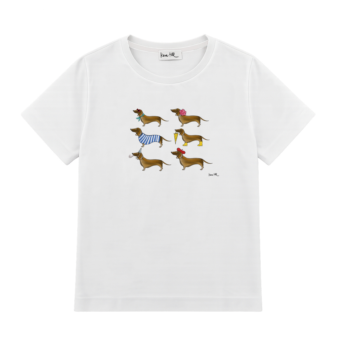 T-shirt DACHSHUND GANG, round neck, short sleeve, oversized, relaxed fit, front print