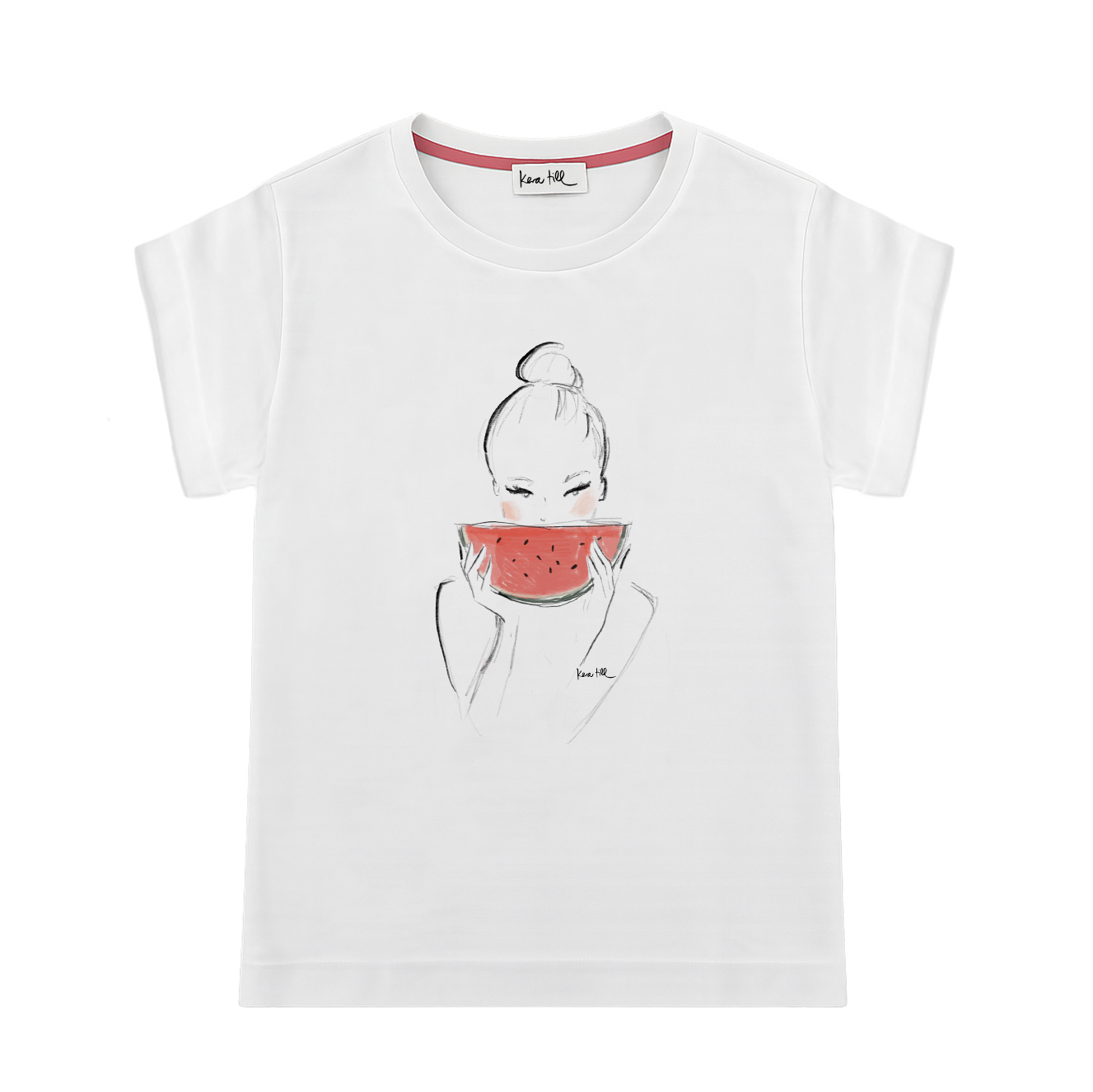 T-Shirt WATERMELON, rundhals, oversized, lässiger Schnitt, Frontdruck
