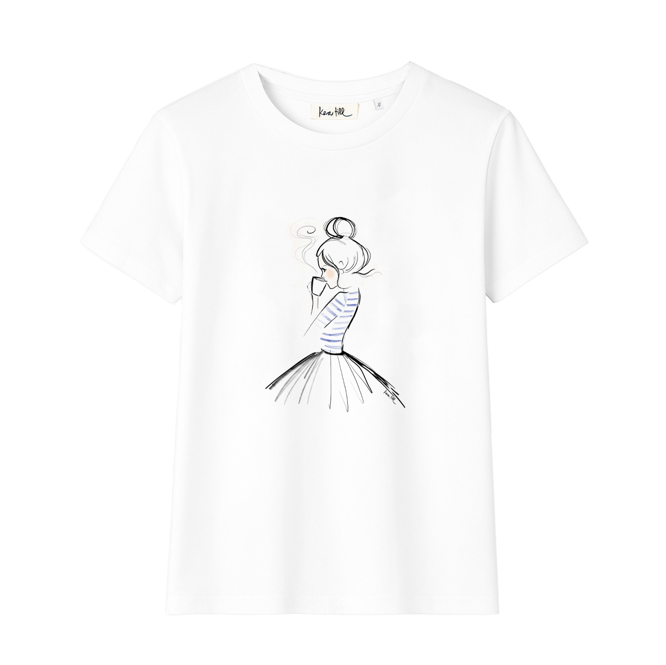 T-shirt COFFEE, round neck, short sleeve, oversized, relaxed fit, front print