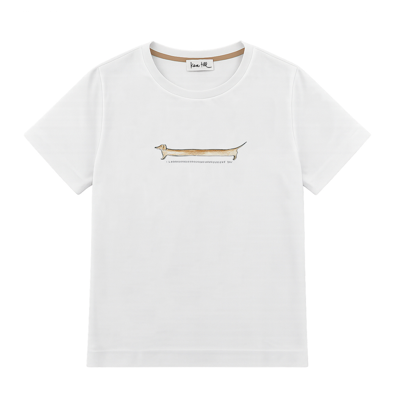 T-shirt I LOVE U DACHSHUND, round neck, short sleeve, boxy shape, front print