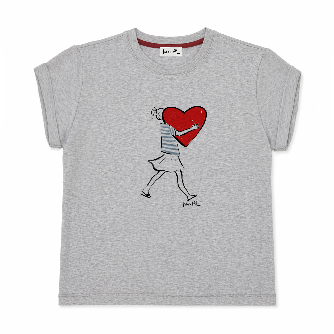 BIG HEART T-shirt, round neck, relaxed fit, front print