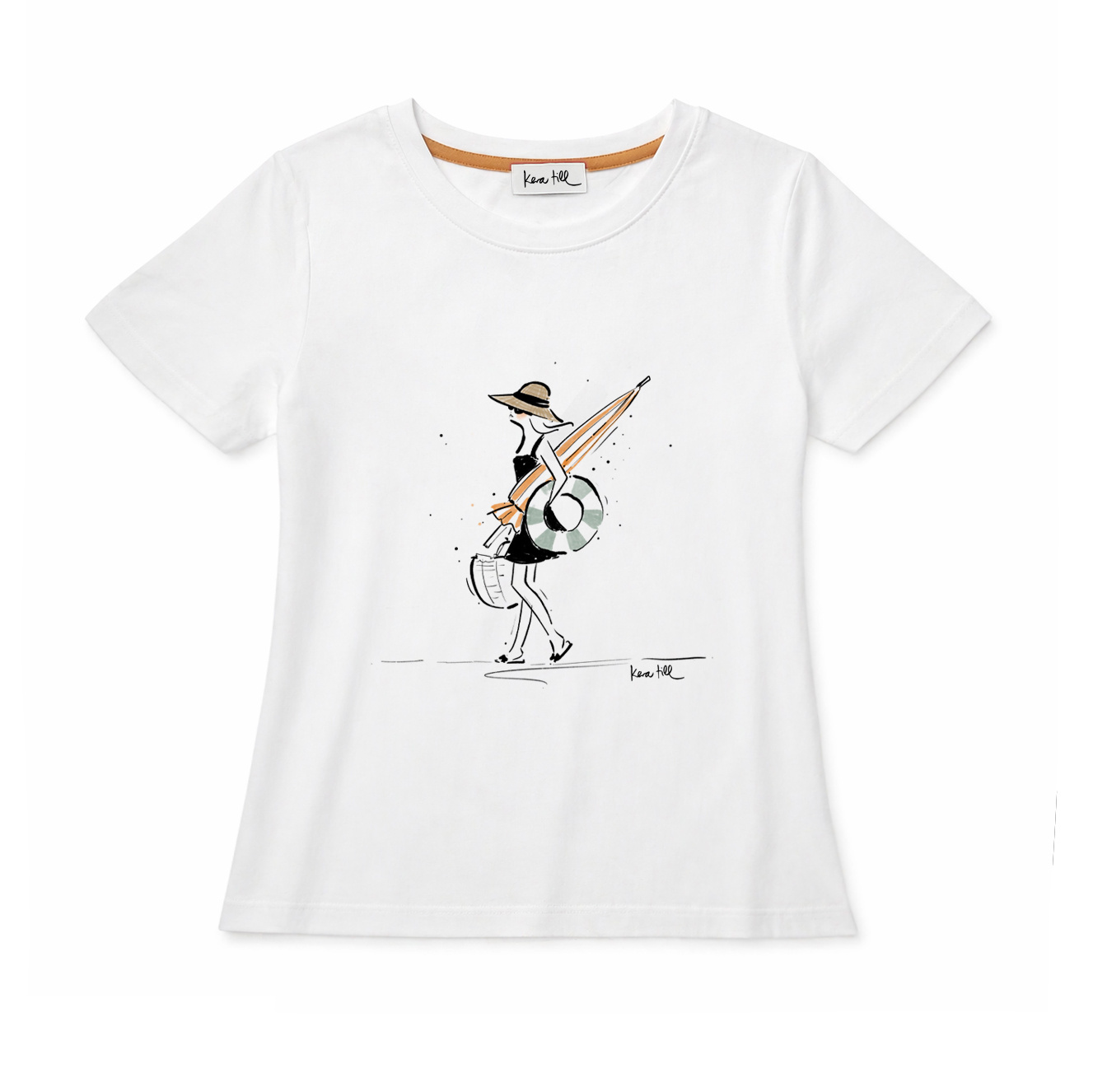 BEACH DAY T-shirt, round neck, short sleeves, fitted cut, front print