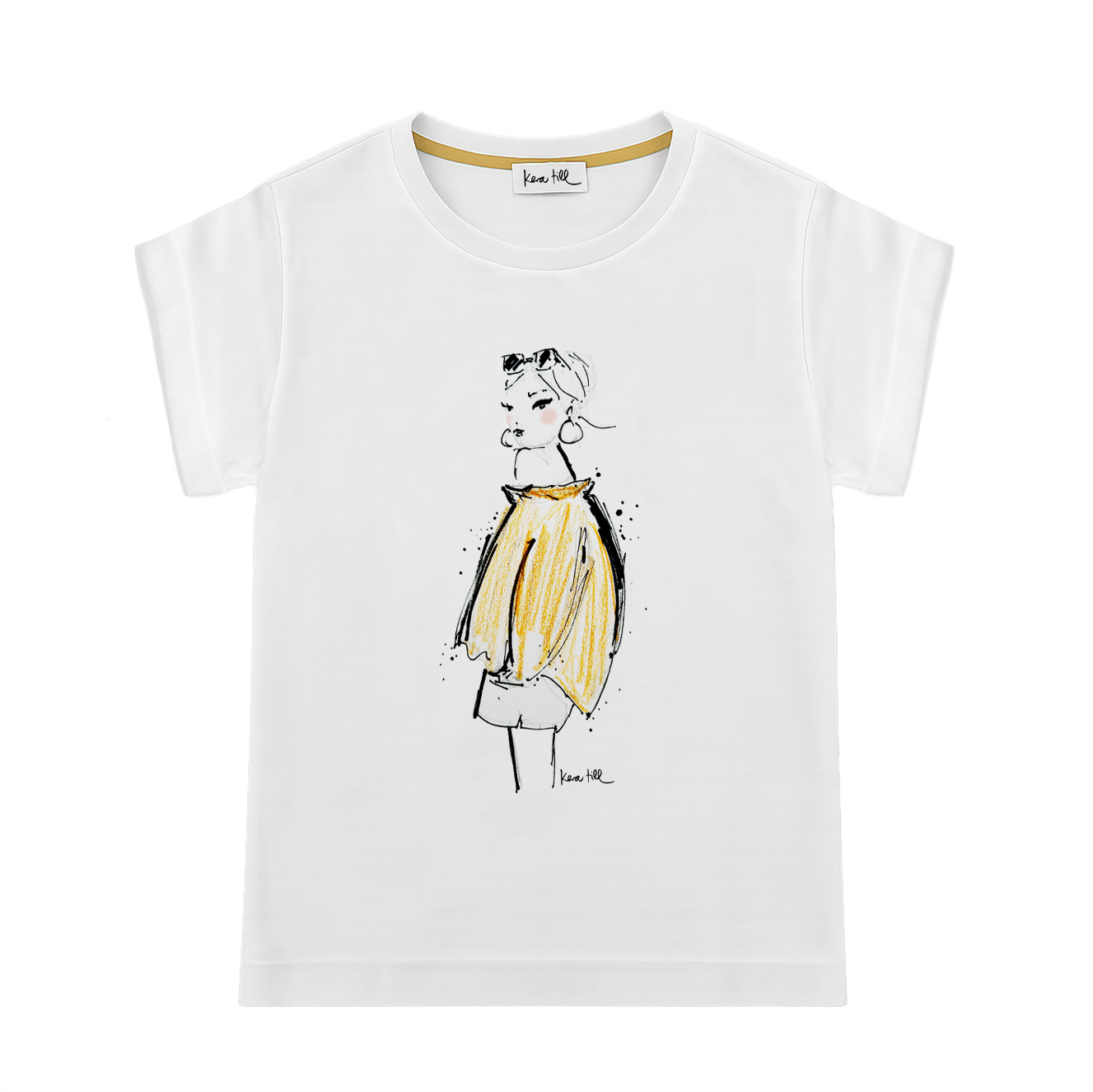 MADEMOISELLE ORANGE T-shirt, round neck, oversized, relaxed fit, front print