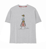 T-Shirt aus Sweatshirt-Stoff SUMMER COFFEE, rundhals, Raw edge Edition, oversized, lässiger Schnitt, Frontdruck, grau meliert