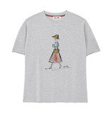 T-shirt made of sweatshirt fabric SUMMER COFFEE, crew neck, Raw edge Edition, oversized, relaxed fit, front print, heather grey