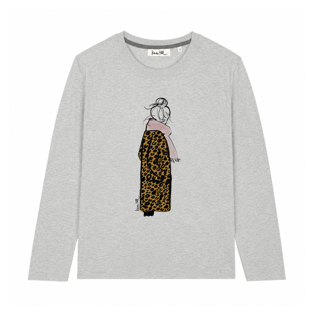 Long-sleeved shirt "LEO", round neck, long sleeves, grey melange