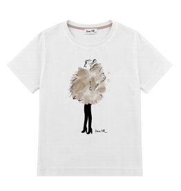 T-Shirt FLUFFY COAT, rundhals, halbarm, oversized, lässiger Schnitt, Frontdruck