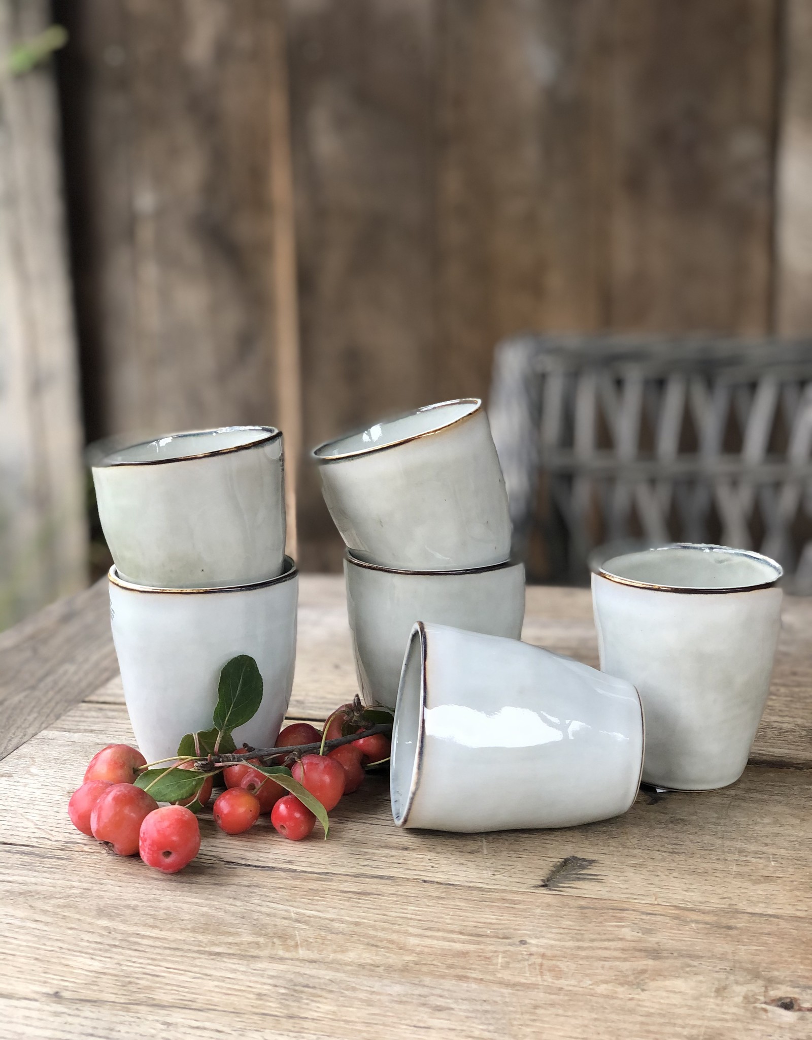 Mica decorations Koffiebeker Tabo - set van 6 - grijs