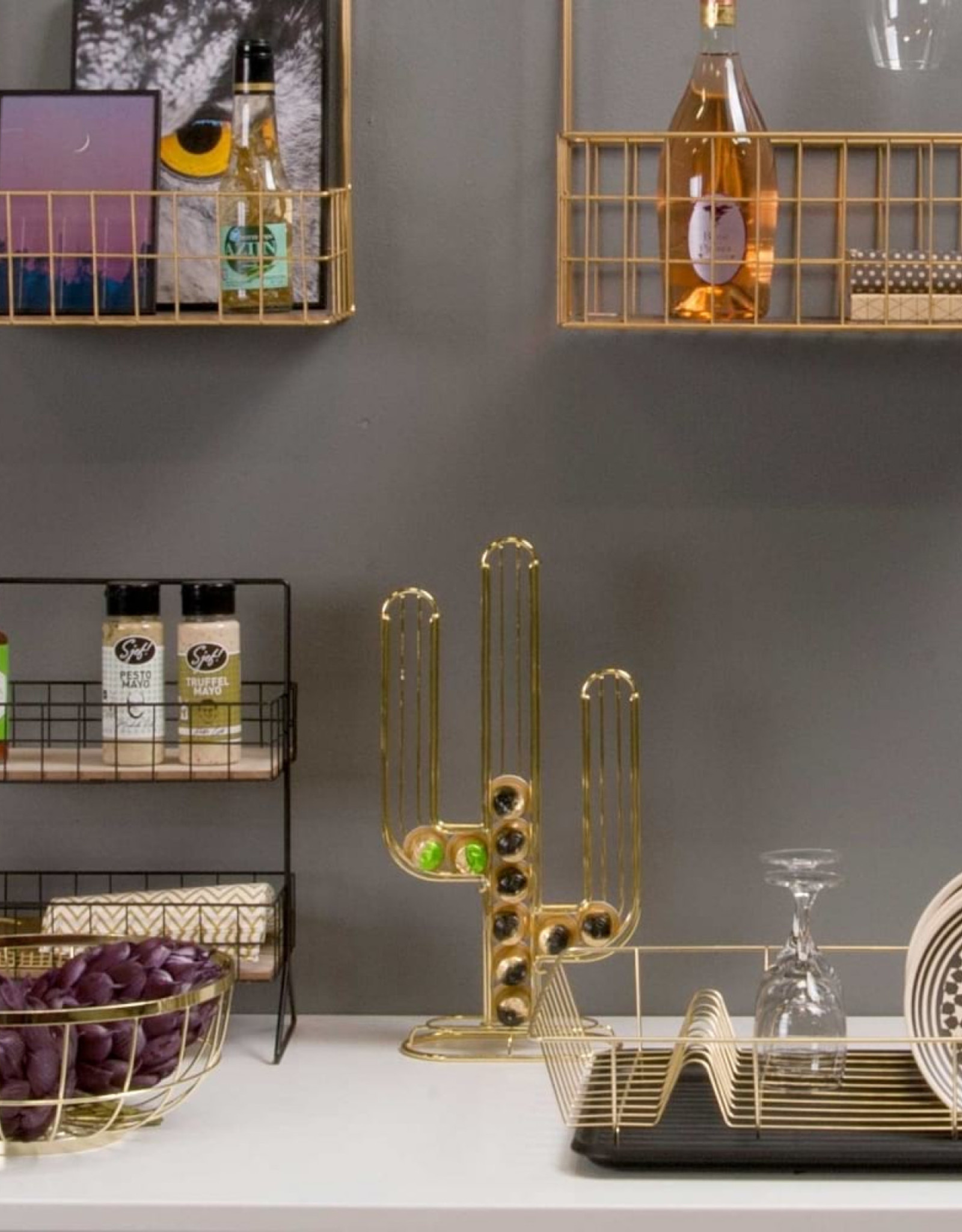 Present time Nespresso coffee cup holder cactus - goud