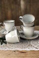 Mica decorations Kop en schotel Tabo - grijs - set van 4