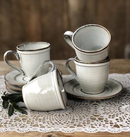 Mica decorations Kop en schotel Tabo - grijs - set van 4