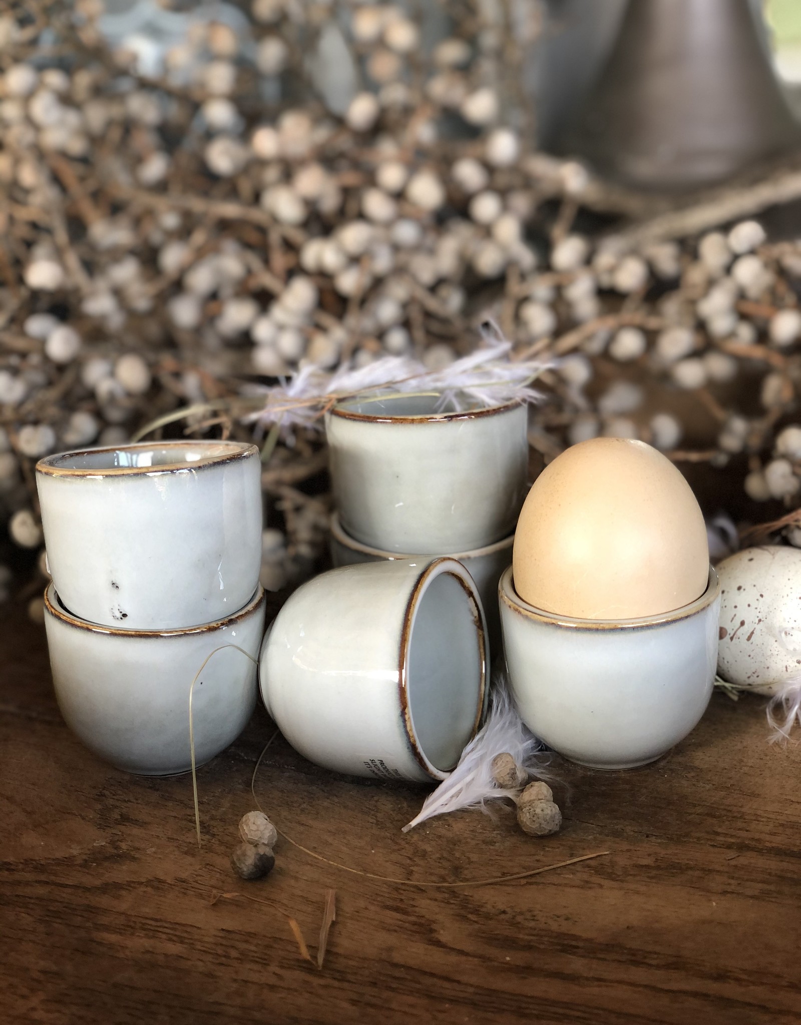 Mica decorations Eierdopje Tabo - 6 stuks - grijs