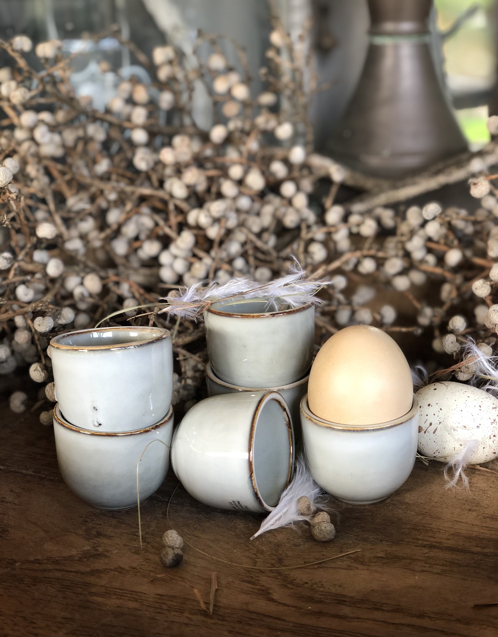 Mica decorations Eierdopje Tabo - 6 stuks - grijs