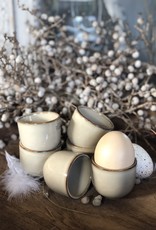 Mica decorations Eierdopje 6 stuks -  beige