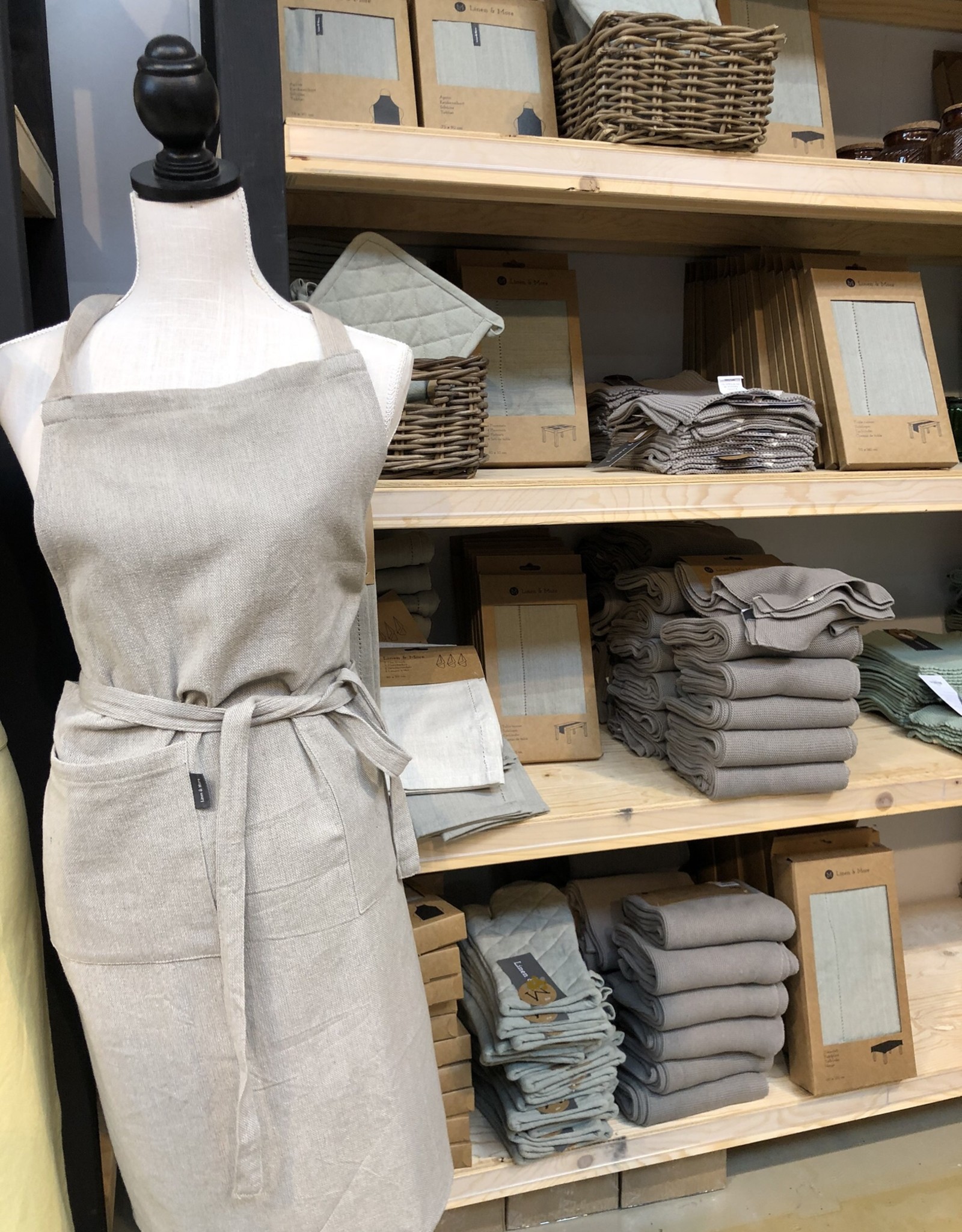 Linen & More Keukenschort-set 4 delig - Beige