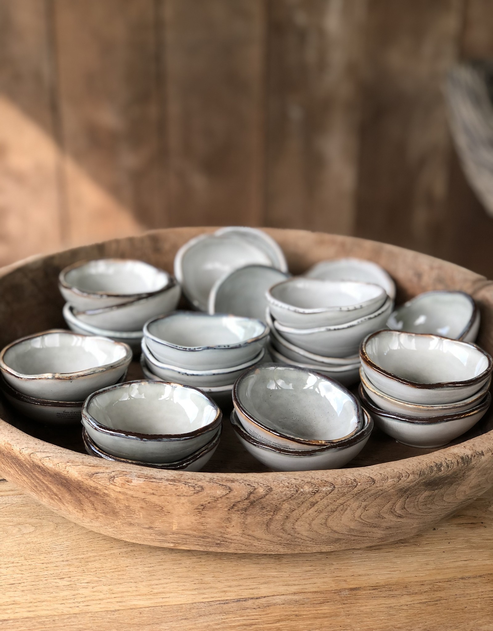 Mica decorations Schaaltje Tabo - 8,5 cm - set van 6 - grijs