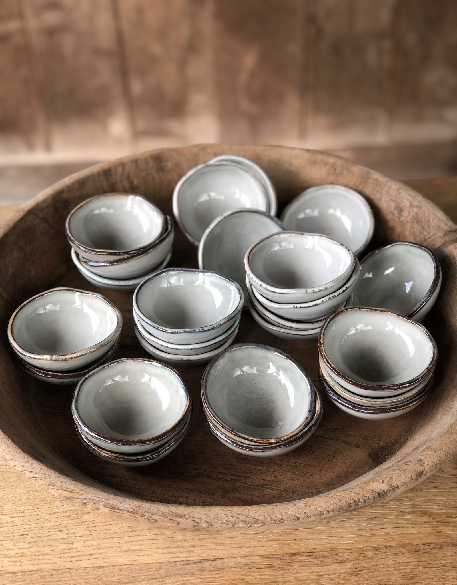 Mica decorations Schaaltje Tabo - 8,5 cm - set van 6 - grijs