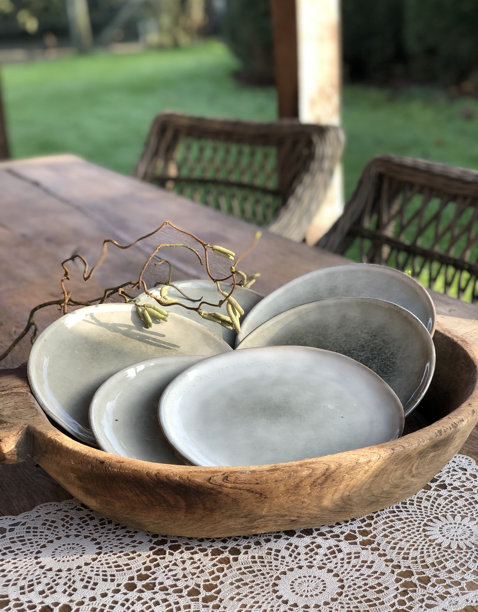 Lavandoux Ontbijtbord set van 6  - grijs groen